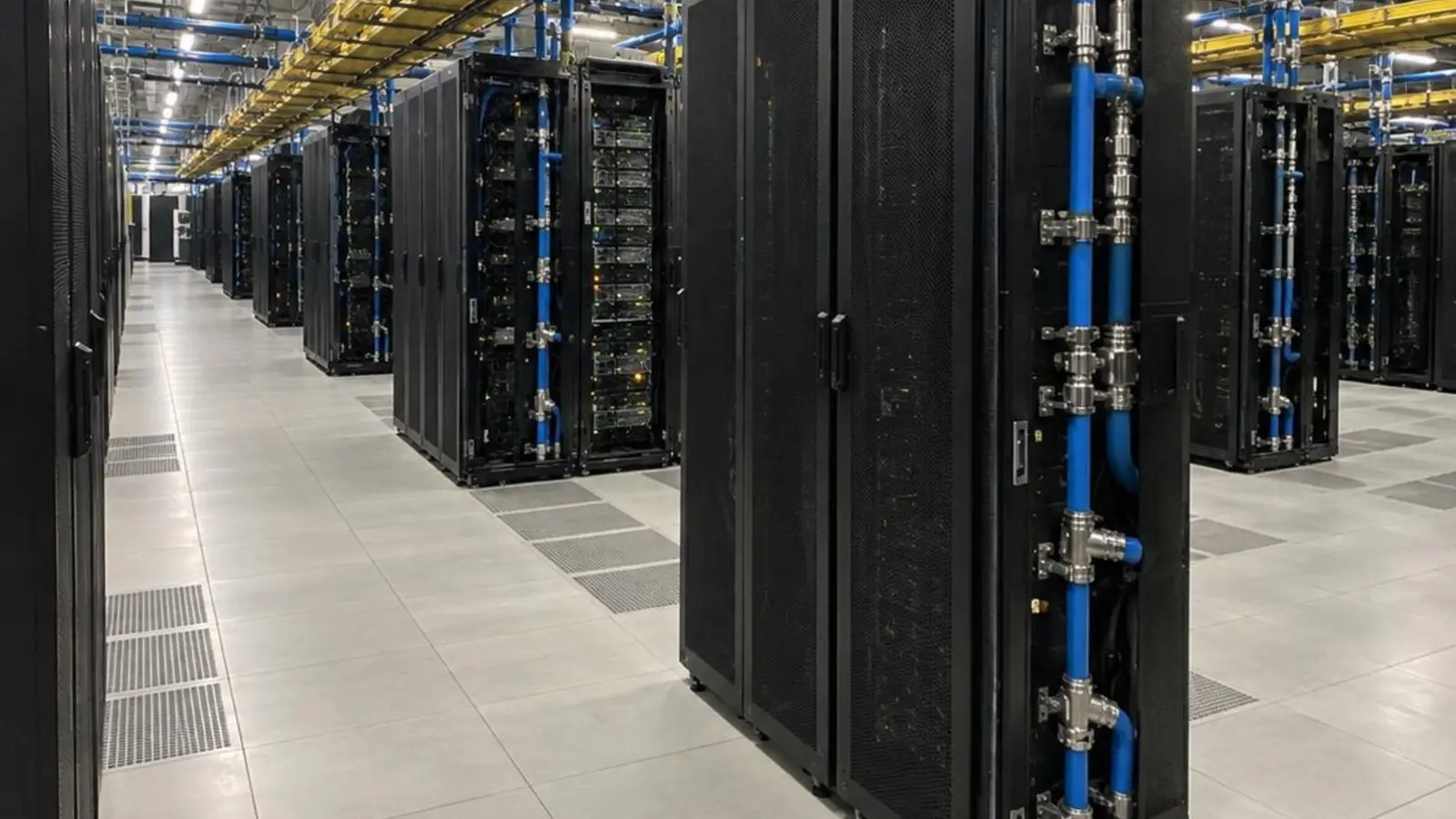 Large-scale AI data center with advanced cooling infrastructure